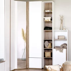 alinea Dressing*Colonne de rangement en bois effet chêne H235xL35cm - Blanc