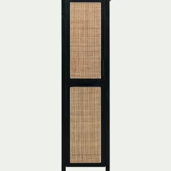 alinea Colonne De Salle De Bain*Colonne de salle de bain en bois de cèdre et cannage - H171cm Noir
