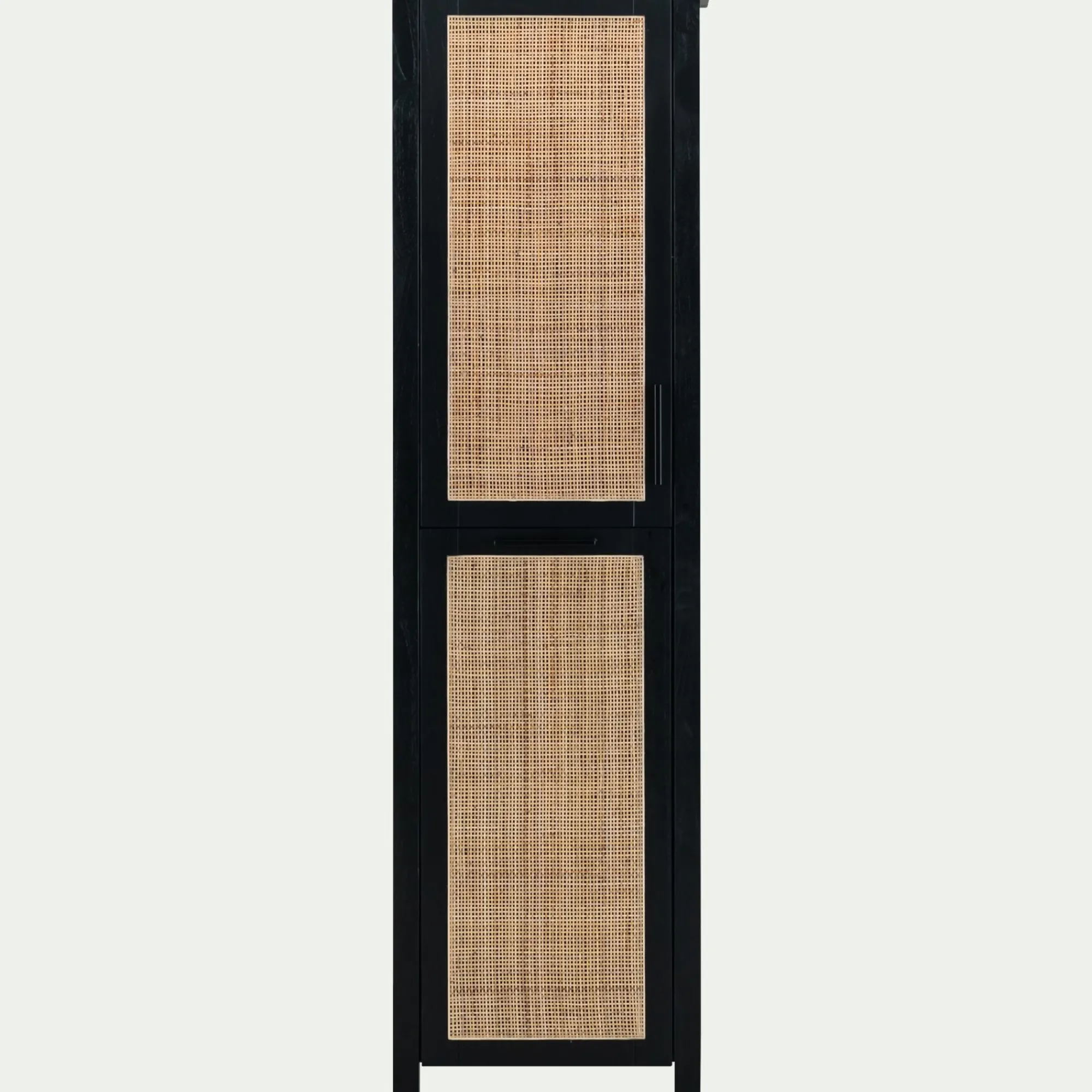 alinea Colonne De Salle De Bain*Colonne de salle de bain en bois de cèdre et cannage - H171cm Noir