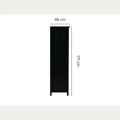 alinea Colonne De Salle De Bain*Colonne de salle de bain en bois de cèdre et cannage - H171cm Noir