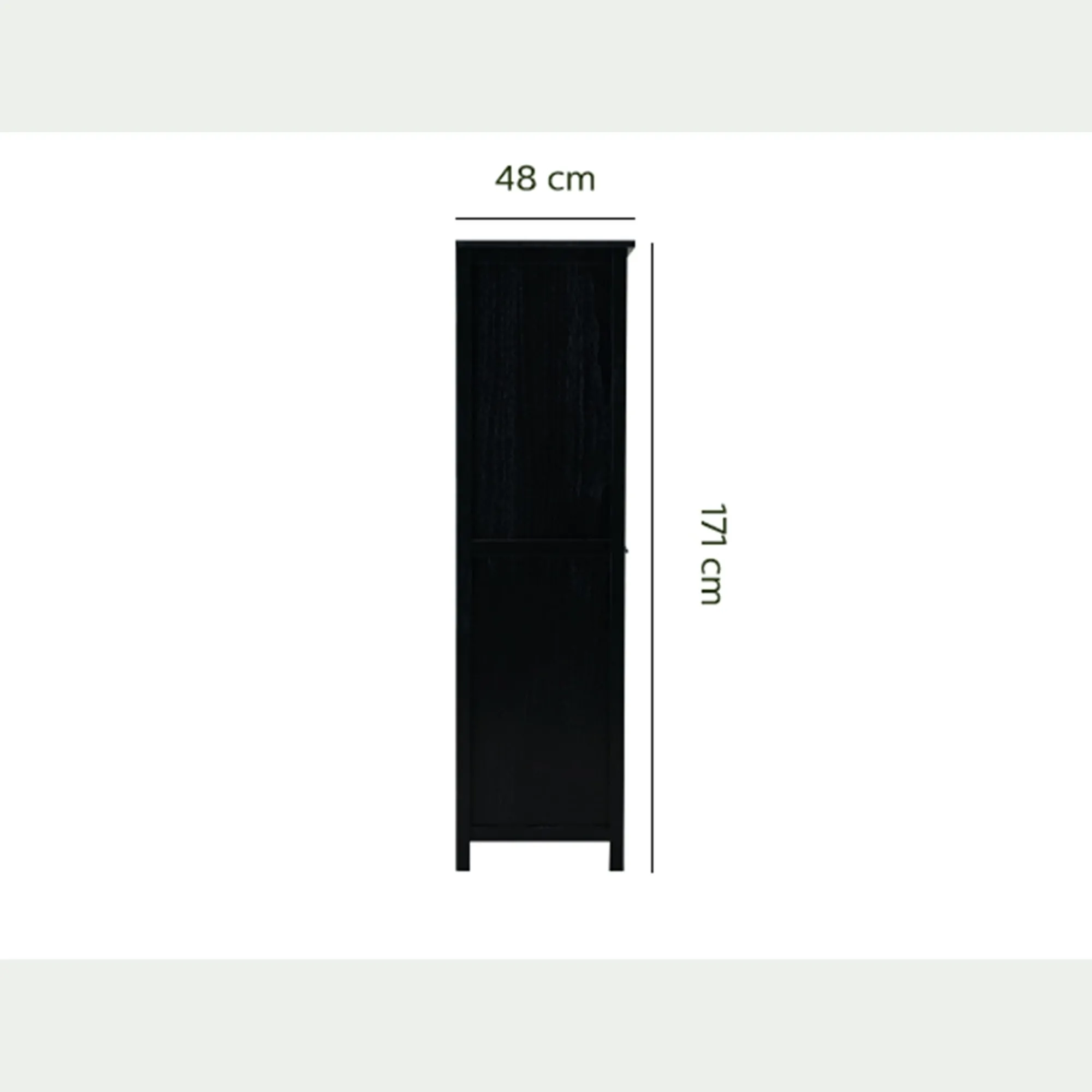 alinea Colonne De Salle De Bain*Colonne de salle de bain en bois de cèdre et cannage - H171cm Noir