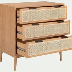 alinea Commode & Chiffonnier*Commode 3 tiroirs en bois et cannage - Bois clair