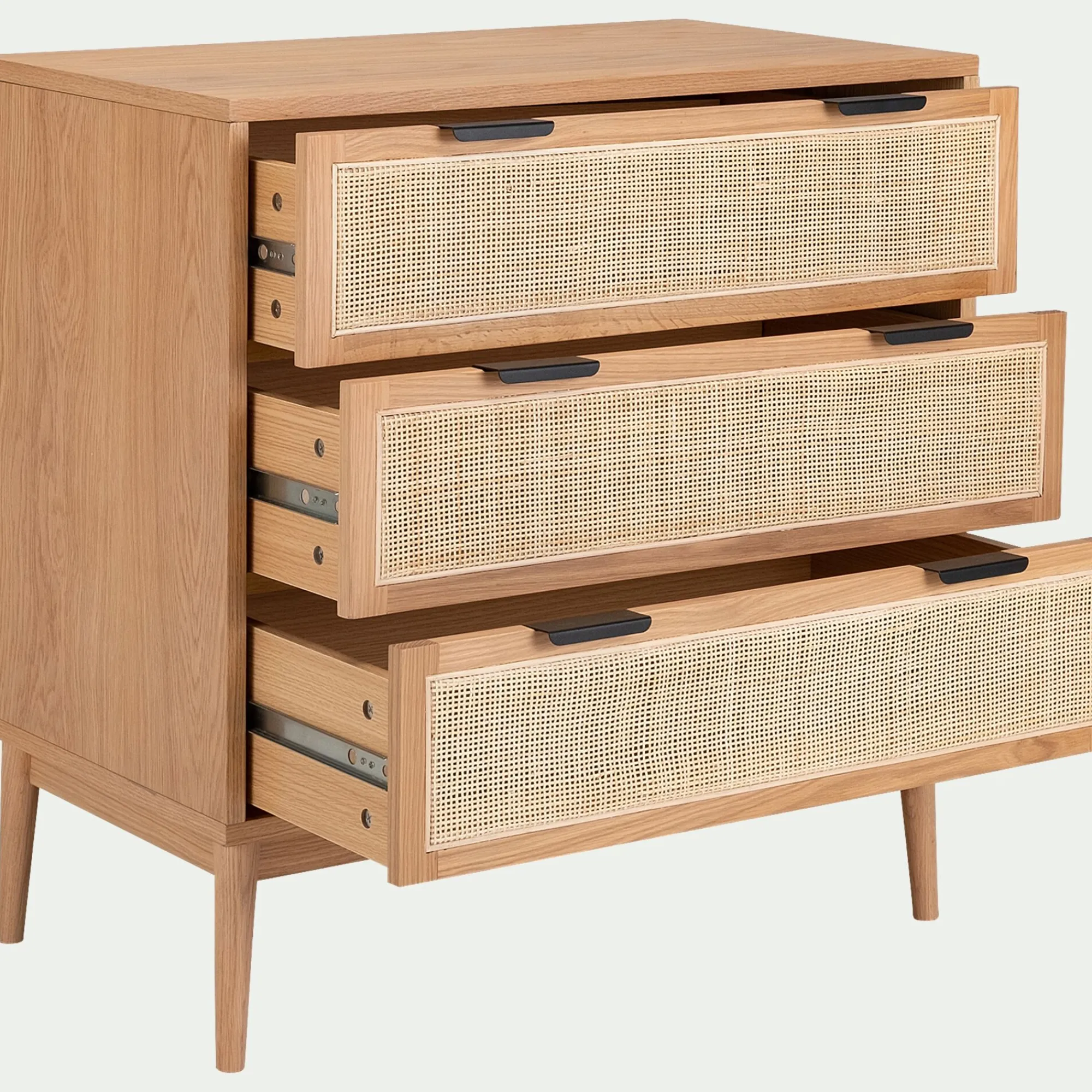 alinea Commode & Chiffonnier*Commode 3 tiroirs en bois et cannage - Bois clair