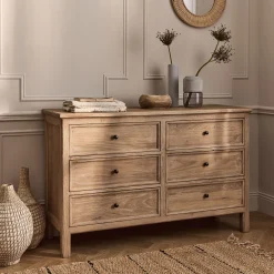 alinea Commode & Chiffonnier*Commode 6 tiroirs en bois d'orme et de pin - Bois clair