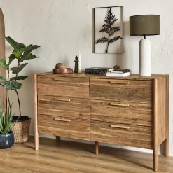 alinea Commode & Chiffonnier*Commode 6 tiroirs en bois d'acacia massif - Bois clair