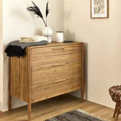 alinea Commode & Chiffonnier*Commode 3 tiroirs en bois d'acacia massif - Bois clair