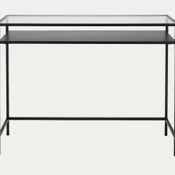 alinea Console*Console en verre et acier - L100xP35xH78cm Noir