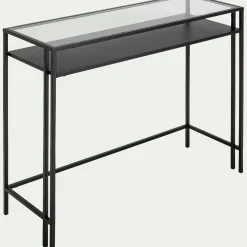 alinea Console*Console en verre et acier - L100xP35xH78cm Noir