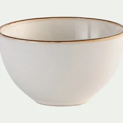 alinea Coupelle|Vaisselle Petit Déjeuner*Coupelle en grès avec liseré marron D9cm - Blanc