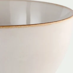 alinea Coupelle|Vaisselle Petit Déjeuner*Coupelle en grès avec liseré marron D9cm - Blanc