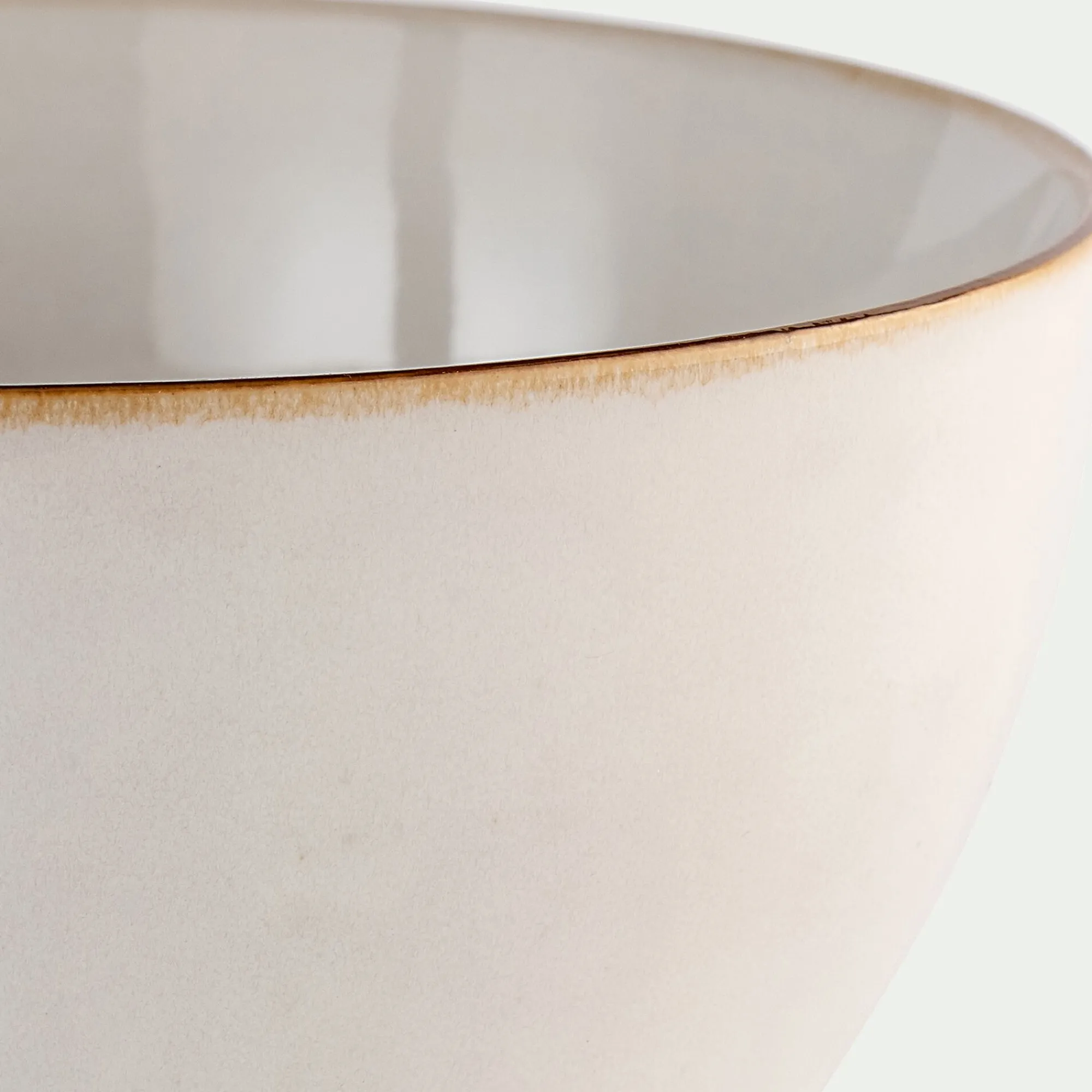 alinea Coupelle|Vaisselle Petit Déjeuner*Coupelle en grès avec liseré marron D9cm - Blanc