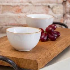 alinea Coupelle|Vaisselle Petit Déjeuner*Coupelle en grès avec liseré marron D9cm - Blanc