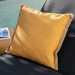 alinea Coussin Exterieur*Coussin de jardin brodé en tissu - Jaune argan