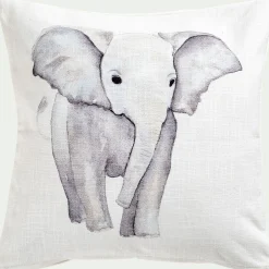 alinea Bureau Enfant|Coussin Enfant*Coussin motif éléphant en coton 45x45cm - gris