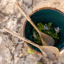 alinea Couvert De Service*Couverts à salade en bois de manguier et manche en rotin Bois clair