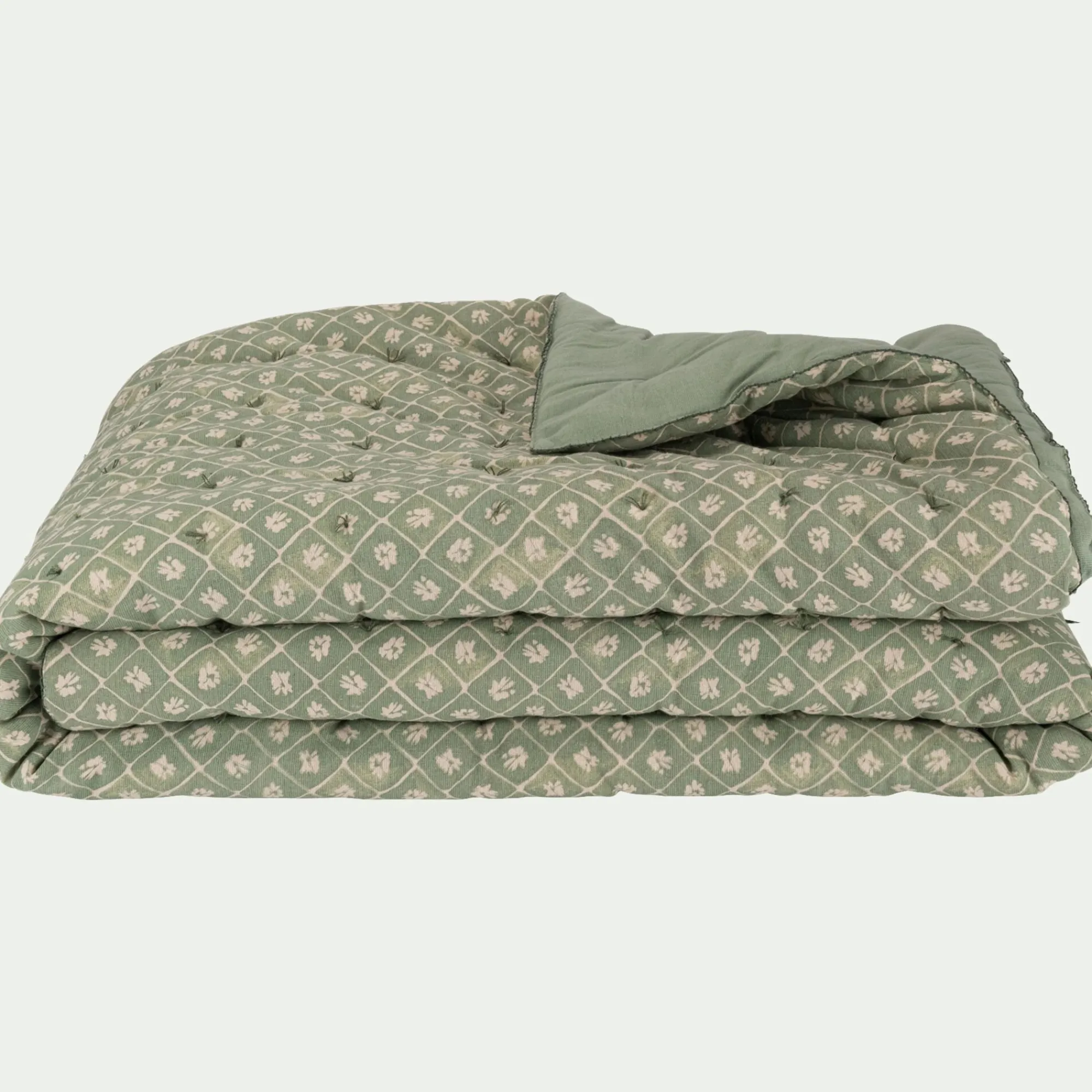 alinea Couvre-Lit*Couvre lit finition croquet en coton 220x240cm - Vert