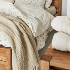 alinea Couvre-Lit*Couvre-lit en coton frangé 230x250cm - Beige