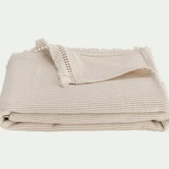 alinea Couvre-Lit*Couvre-lit en coton 130x170cm point ajouré - écru Blanc
