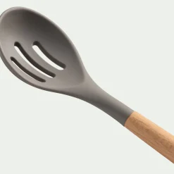 alinea Ustensile De Cuisine|Couvert De Service*Cuillère ajourée en bois et silicone - brun terre ombre