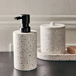 alinea Accessoire De Salle De Bain*Distributeur de savon en terrazzo H17,5cm - Blanc