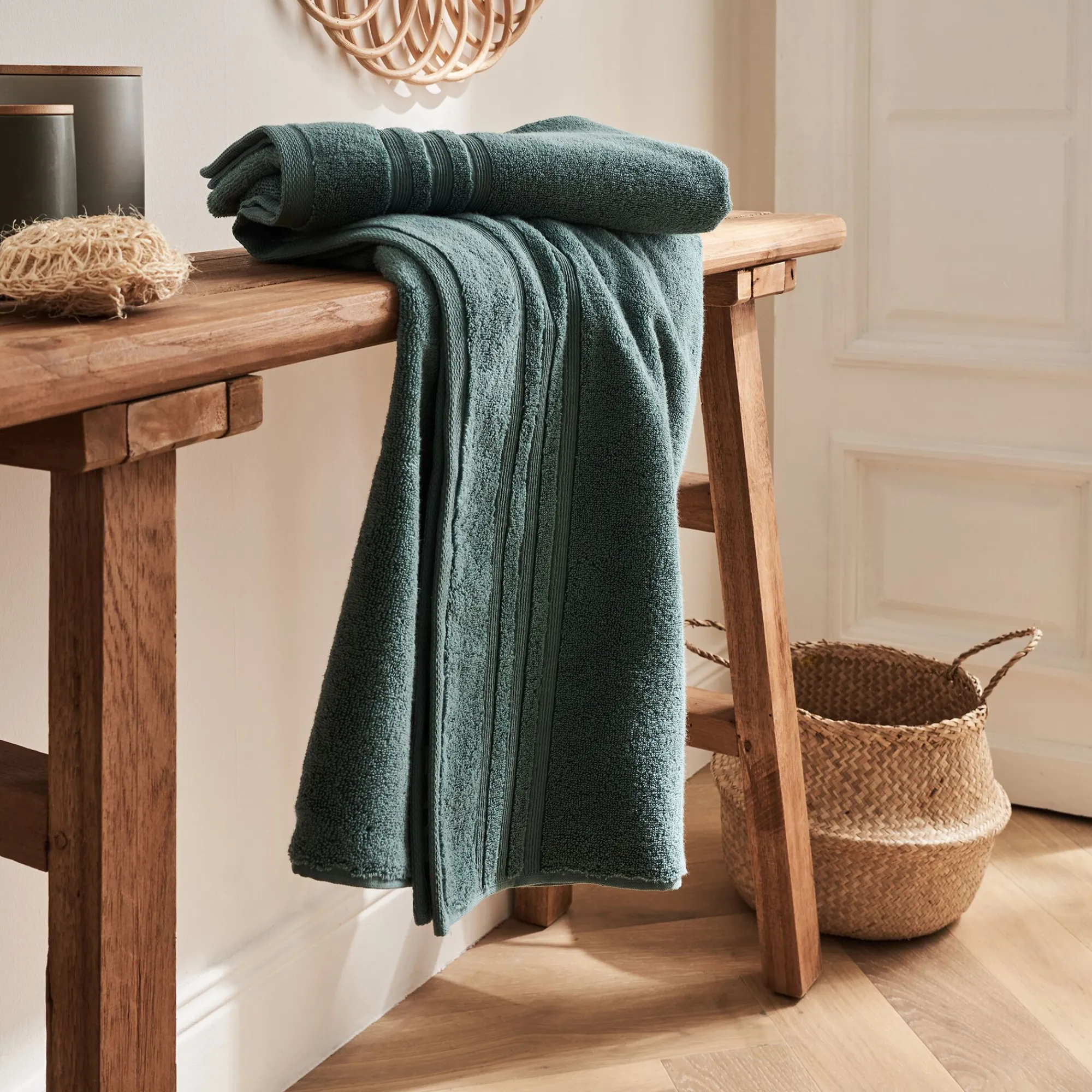 alinea Drap De Bain*Drap de bain bouclette en coton - 100x150cm Vert