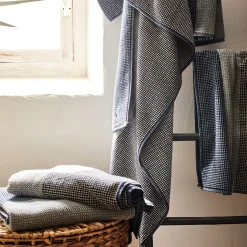 alinea Drap De Bain*Drap de bain bouclette jacquard en coton - 100x150cm Bleu