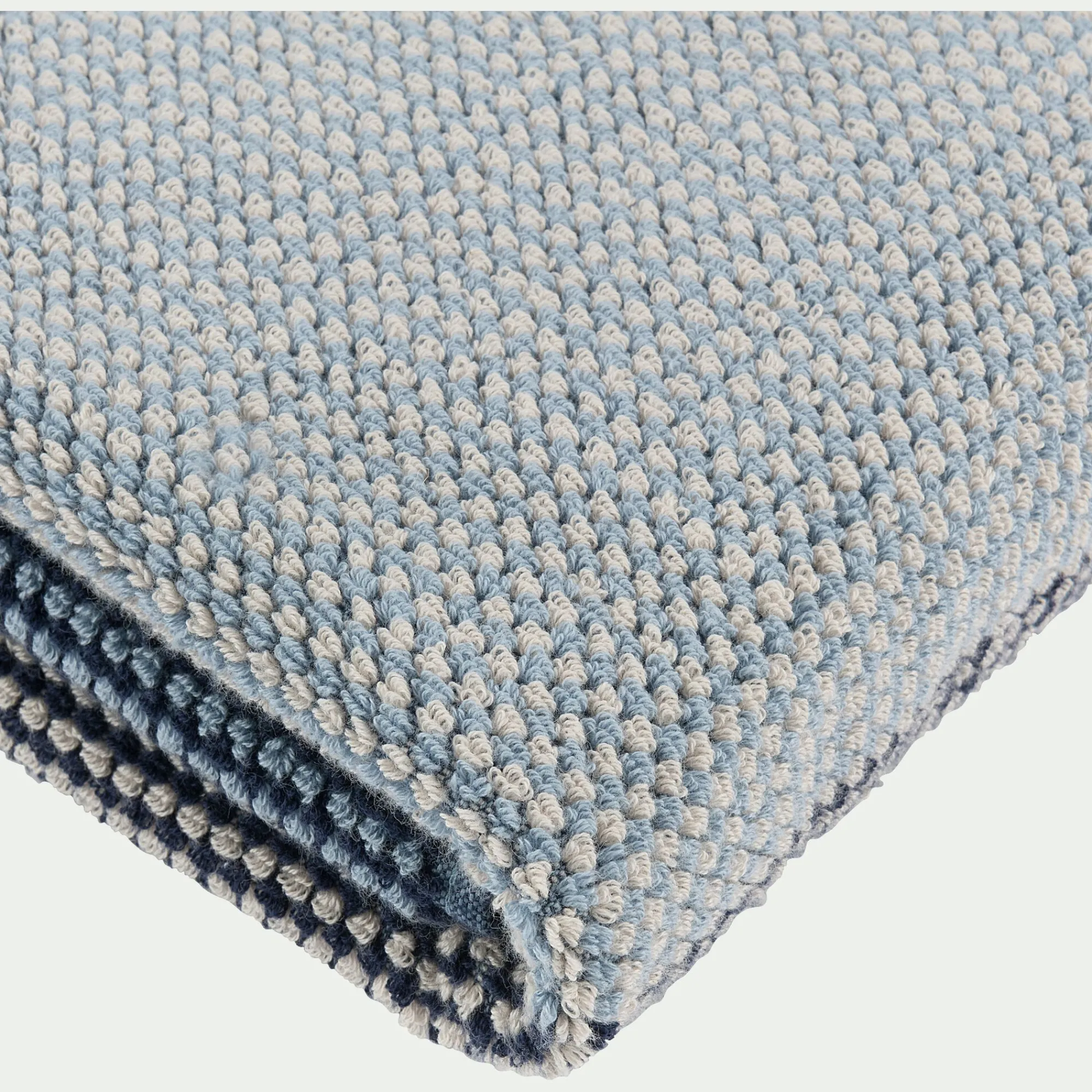 alinea Drap De Bain*Drap de bain bouclette jacquard en coton - 100x150cm Bleu