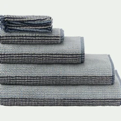 alinea Drap De Bain*Drap de bain bouclette jacquard en coton - 100x150cm Bleu