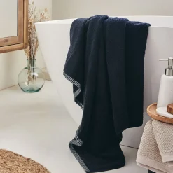 alinea Drap De Bain*Drap de bain brodé en coton - 100x150cm Noir