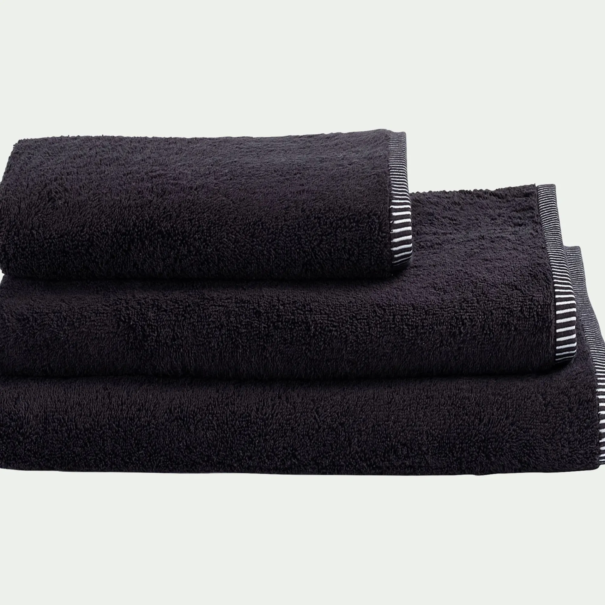 alinea Drap De Bain*Drap de bain brodé en coton - 100x150cm Noir