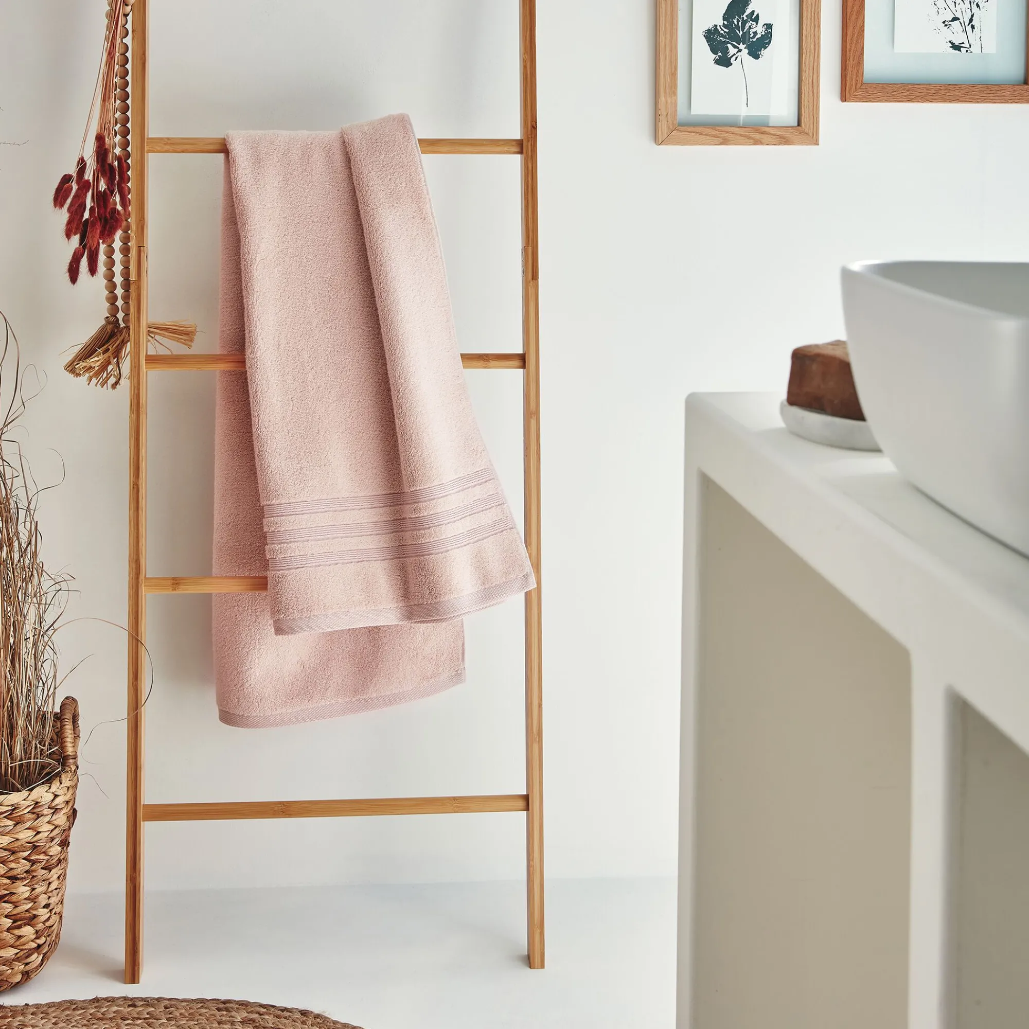 alinea Drap De Douche*Drap de douche bouclette en coton - grège 70x140cm Rose