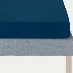alinea Drap Housse*Drap housse en coton bio 90x200cm b30cm - abysse Bleu