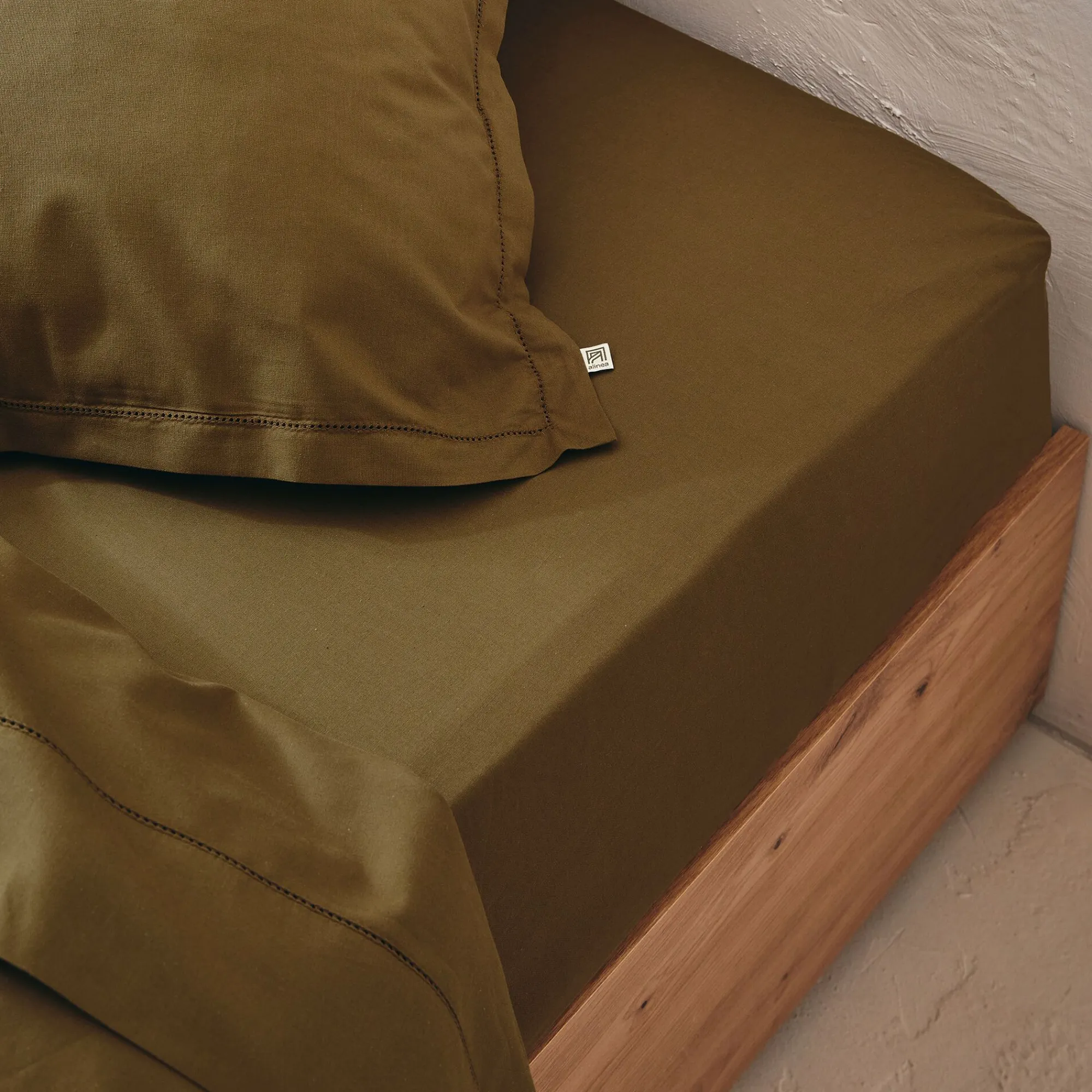 alinea Drap Housse*Drap housse en coton bio 140x200cm b30cm - mousse Vert