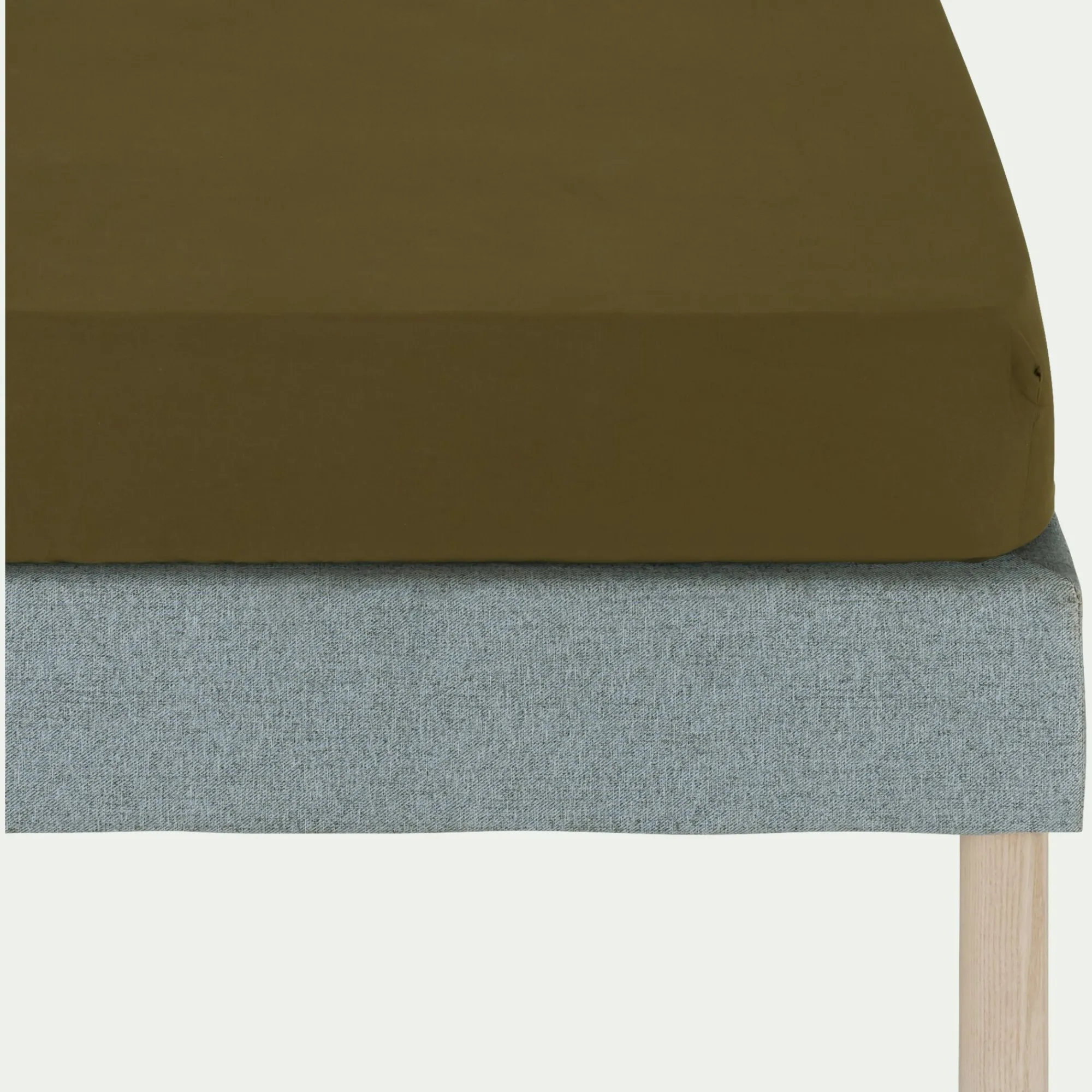 alinea Drap Housse*Drap housse en coton bio 140x200cm b30cm - mousse Vert