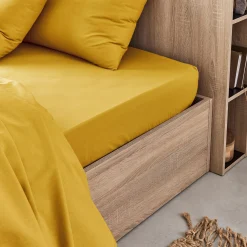 alinea Drap Housse*Drap housse en coton 140x200cm B25cm - genet Jaune