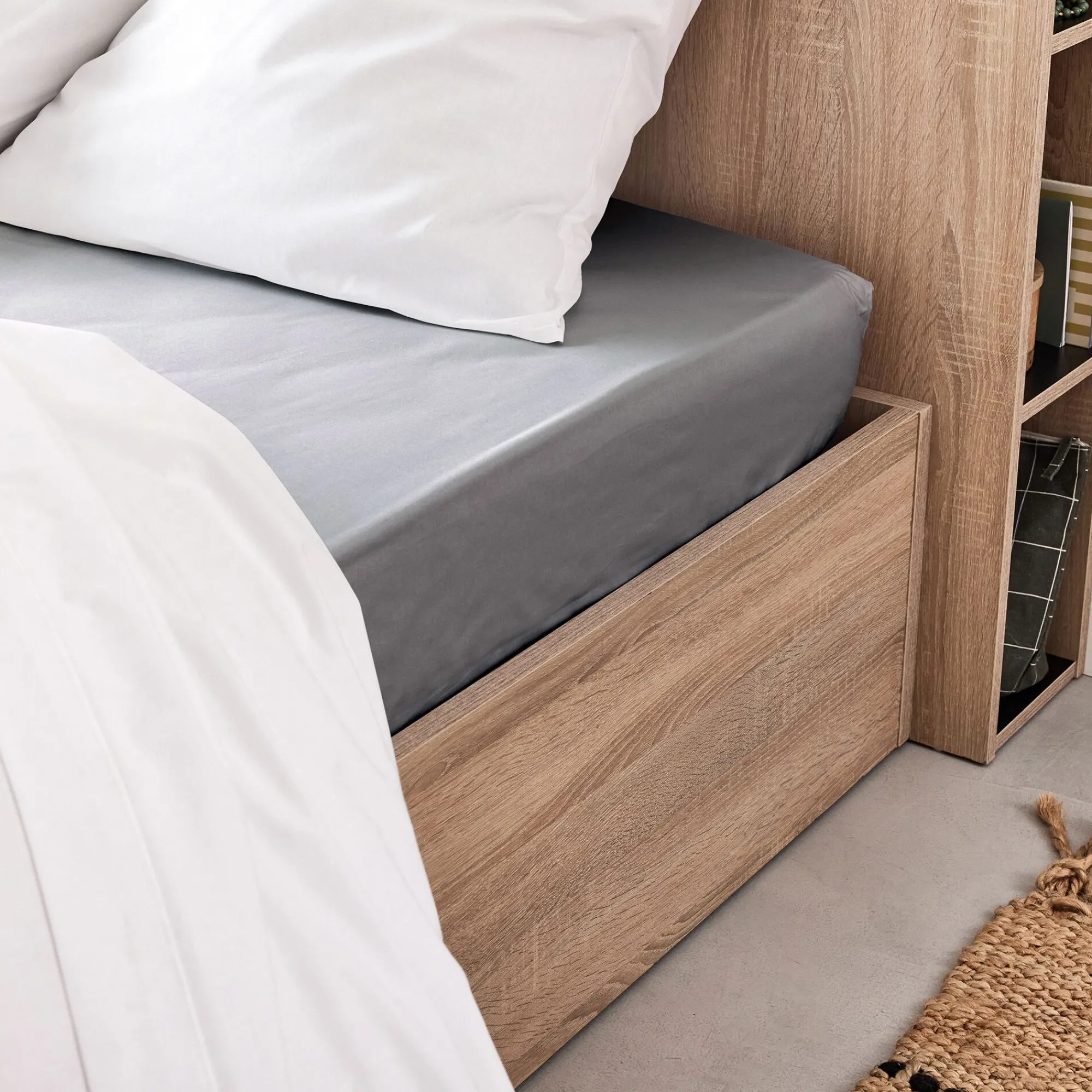 alinea Drap Housse*Drap housse en coton 90x200cm B25cm - restanque Gris