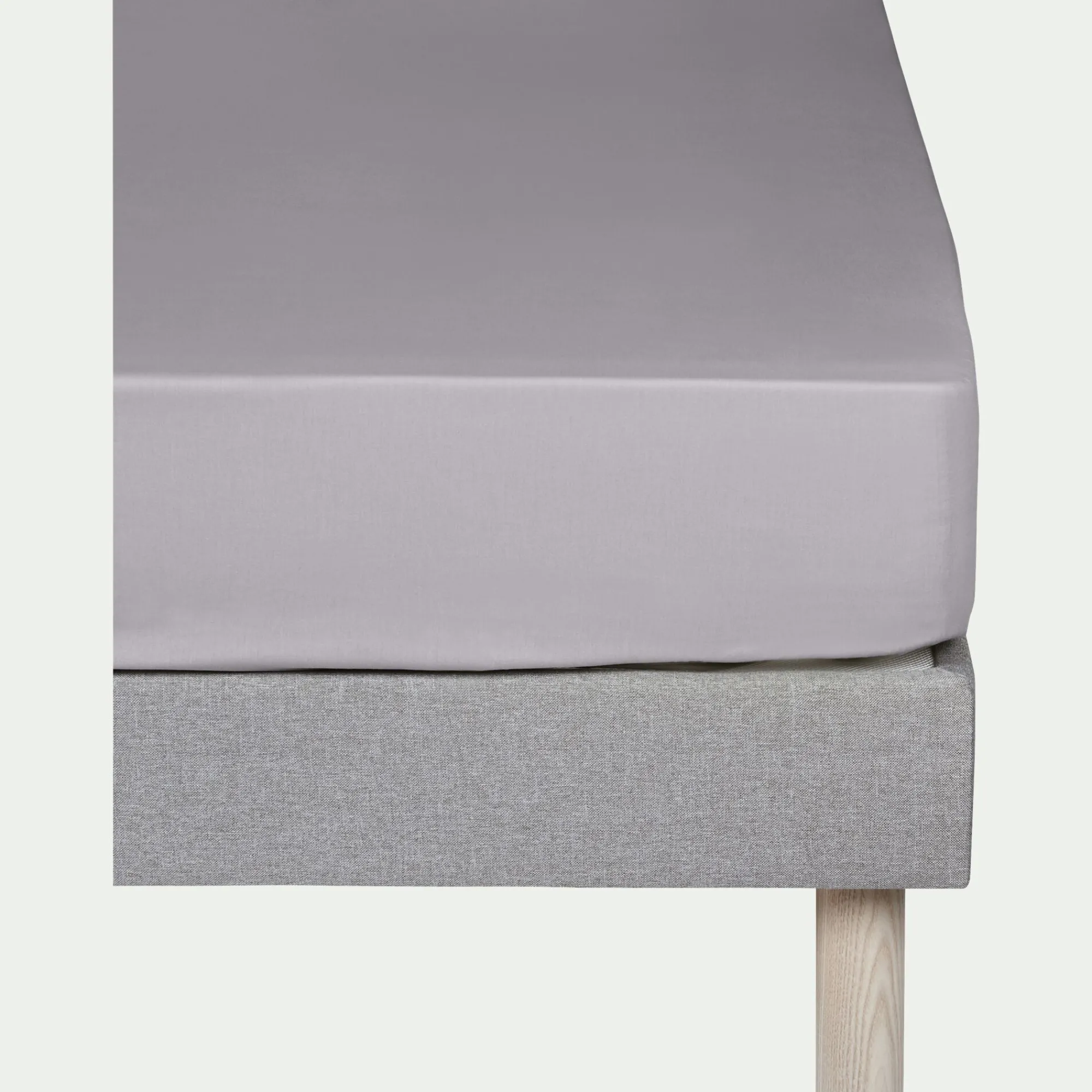 alinea Drap Housse*Drap housse en coton 90x200cm B25cm - restanque Gris