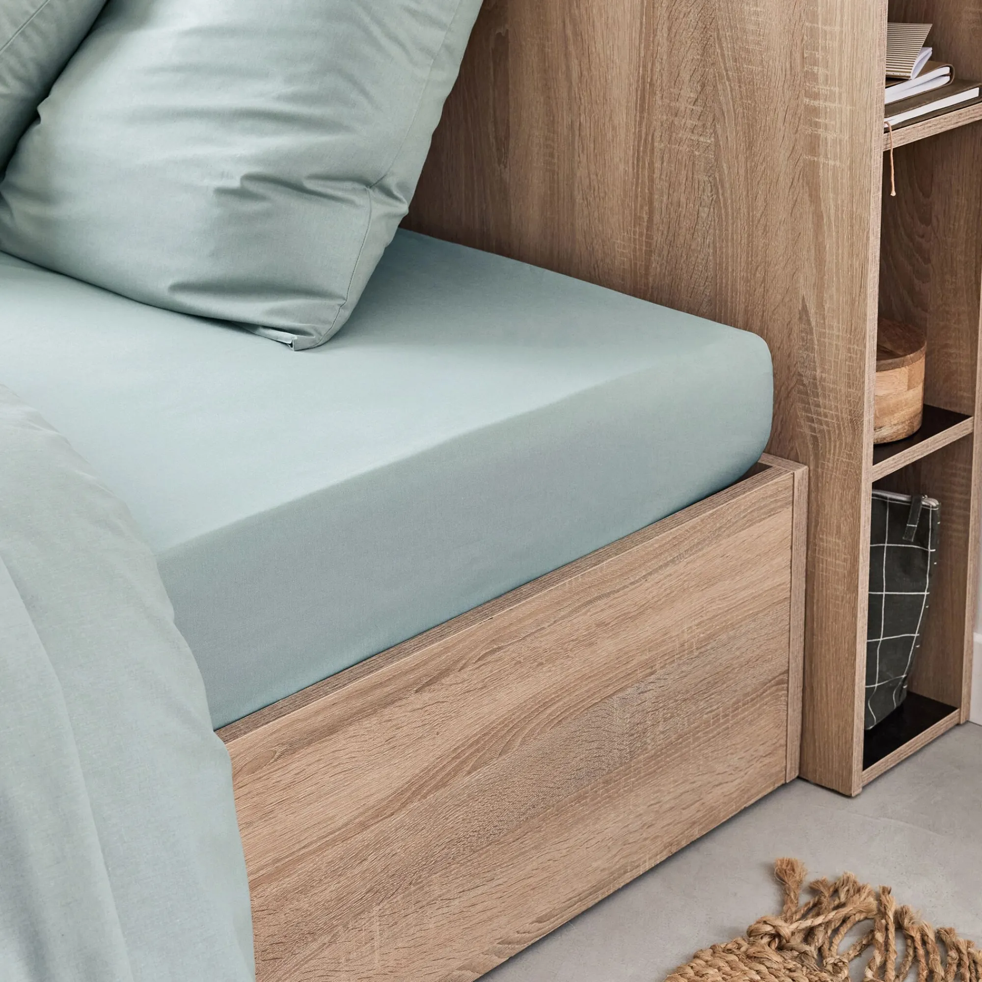 alinea Drap Housse*Drap housse en coton 140x200cm B25cm - calaluna Bleu