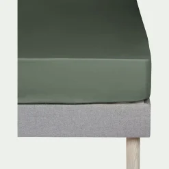 alinea Drap Housse*Drap housse en coton 160x200cm B40cm - cèdre Vert