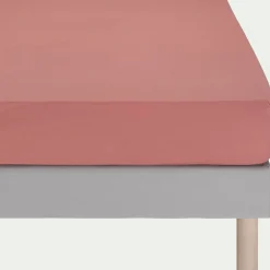 alinea Drap Housse*Drap housse en coton 90x200cm b25cm - ricin Rouge
