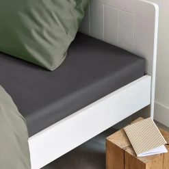 alinea Drap Housse*Drap housse en coton 90x200cm b25cm - ardoise Gris