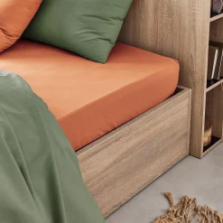 alinea Drap Housse*Drap housse en coton 90x200cm b25cm - Brun rustrel