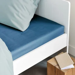alinea Drap Housse*Drap housse en coton 160x200cm B25cm - figuerolles Bleu