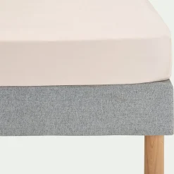 alinea Drap Housse*Drap housse en satin lavé 160x200cm B30cm - pétale Rose