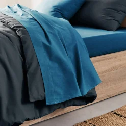 alinea Drap Plat*Drap plat en coton 180x300cm - figuerolles Bleu