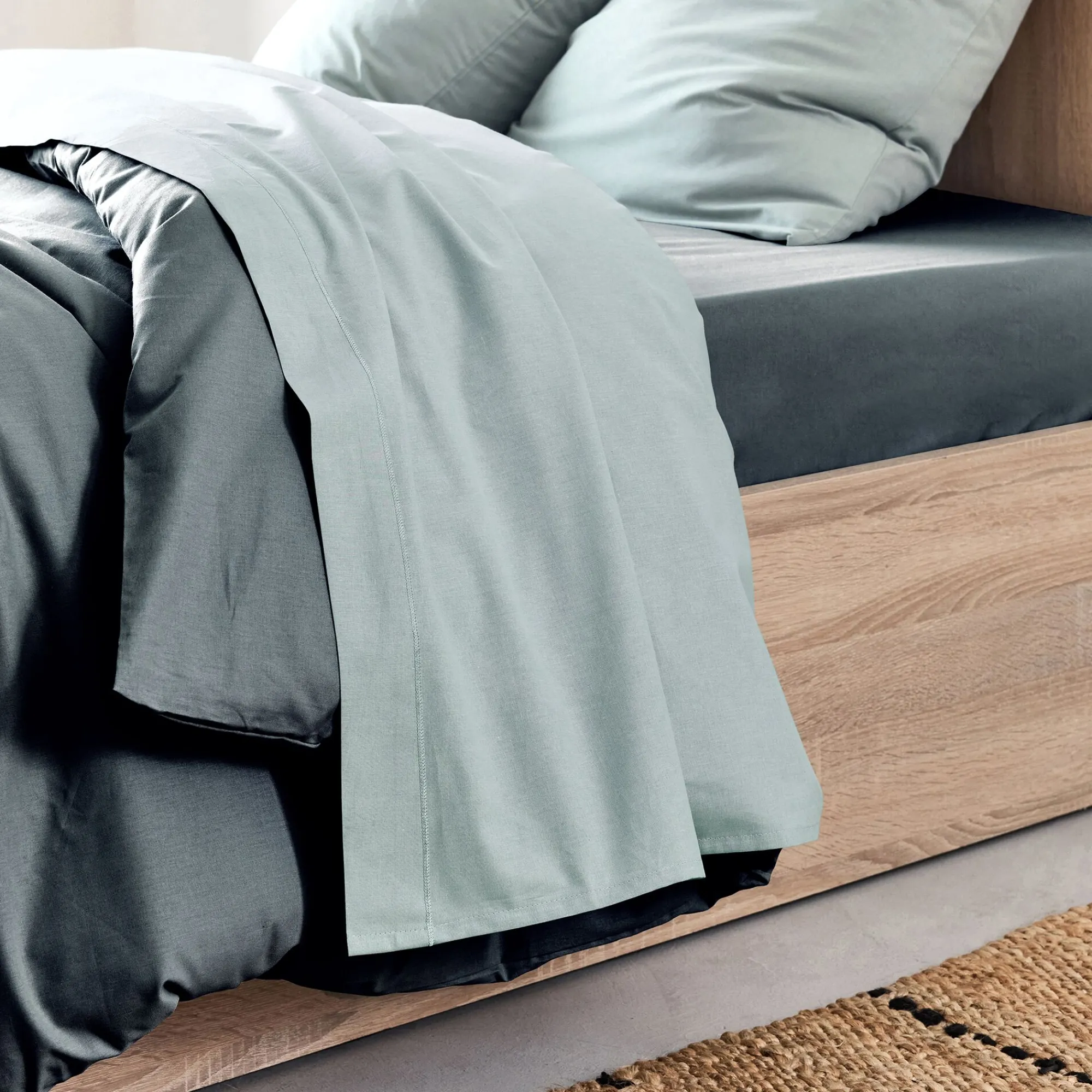 alinea Drap Plat*Drap plat en coton 270x300cm - calaluna Bleu