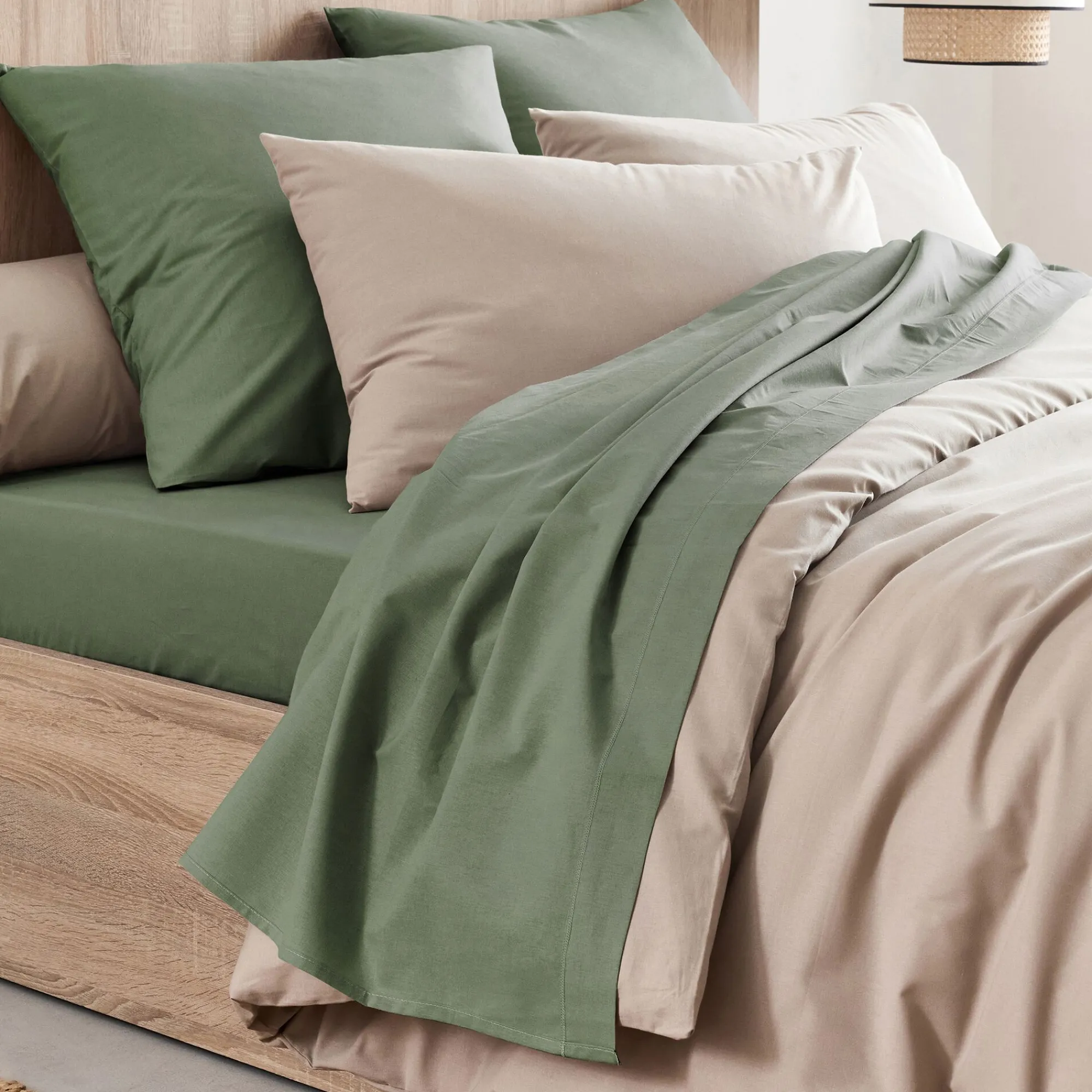alinea Drap Plat*Drap plat en coton 270x300cm - cèdre Vert