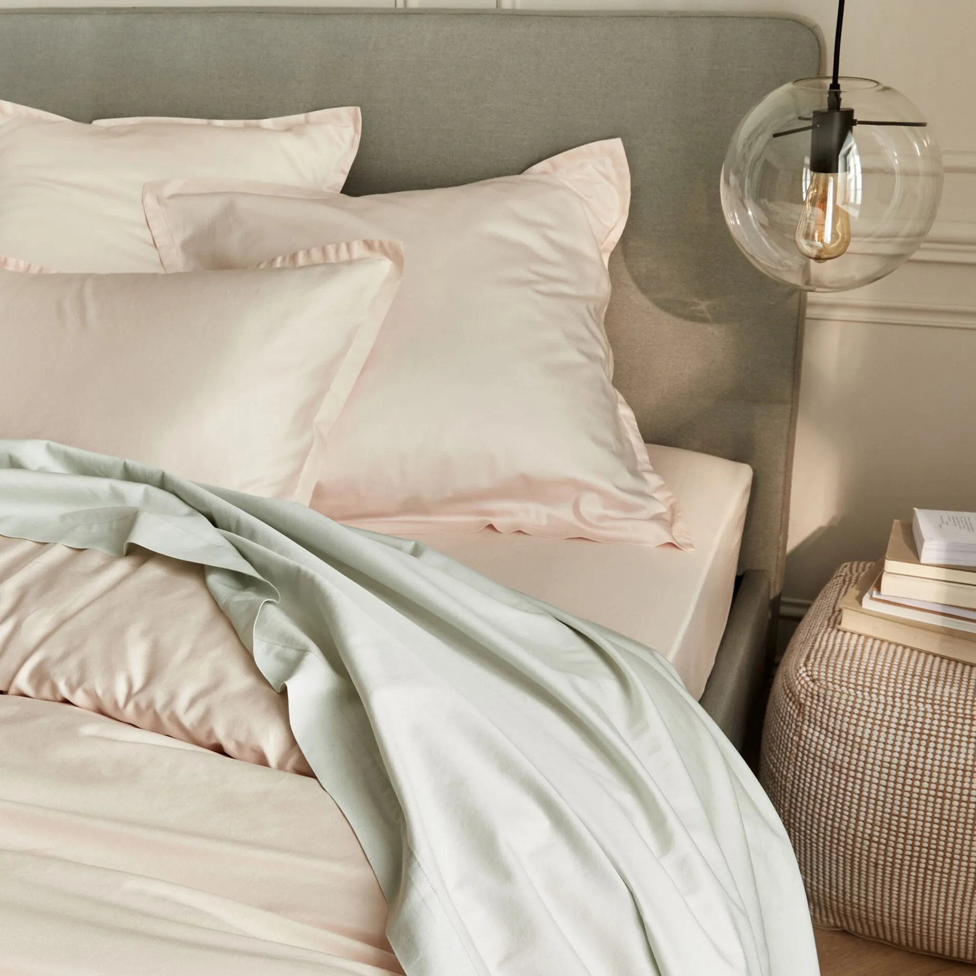 alinea Drap Plat*Drap plat en satin lavé 270x300cm - opaline Vert