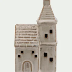alinea Décoration De La Table De Noël|Objet Décoratif De Noël*Eglise décorative à poser lumineuse en porcelaine - Beige