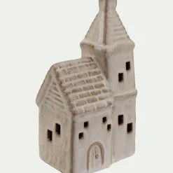 alinea Décoration De La Table De Noël|Objet Décoratif De Noël*Eglise décorative à poser lumineuse en porcelaine - Beige
